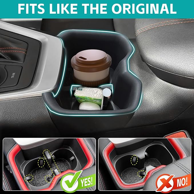 Cup Holder Organizer Compatible with 2022 2023 2024 2025 Toyota RAV4 Accessories, Noise-Free Water & Dust Proof TPE Insert Center Console Drink Holder Protector for 2022-2025 RAV-4 Accessories