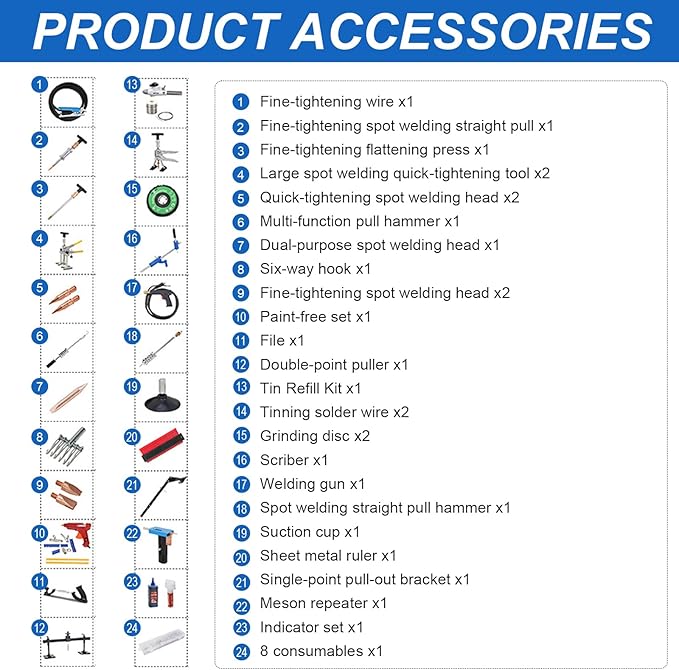 110V Spot Welder Dent Puller Kit Car Body Repair Steel Pulling Data Recovery Function Steel Iron Aluminium Car Auto Repair Machine Stud Welder Dent Puller Machine with Professional Tool Car (90EN)