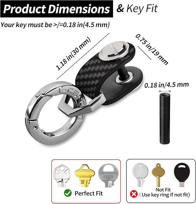 T-carbon Key Organizer, Compact Key Holder, Minimalist Silent Keychain for Men & Women,Expandable Key Case Holds Up to 8 Keys