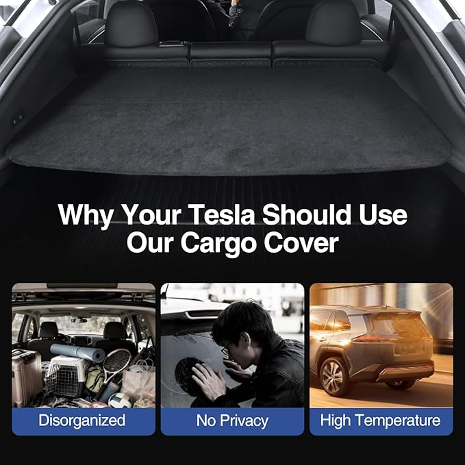 Cargo Cover for Tesla Model Y Juniper 2025 2026,Trunk Storage Board Layered Partition Board,Shield Shade Anti-Spy Luggage Privacy for Model Y Accessories