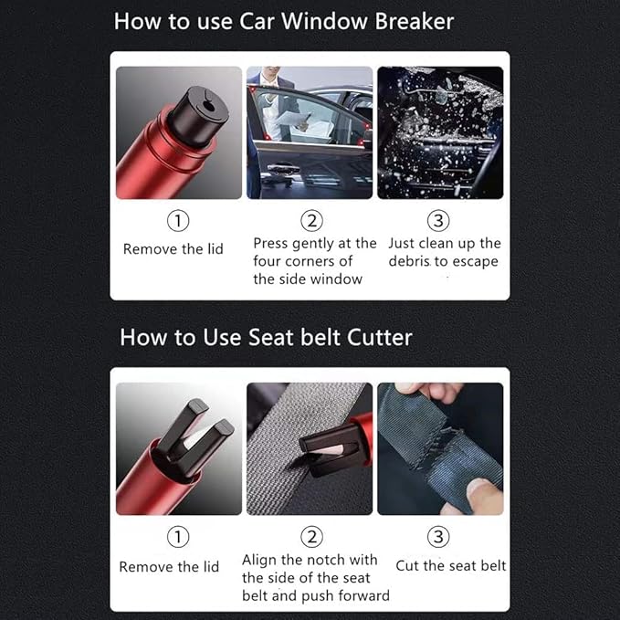 HHXS Window Breaker Seatbelt Cutter, 2 Pack Car Escape Tool Safe Hammer Glass Breaker Under Water Life Hammer Car Hammer Safehammer for Car Home-(Red)