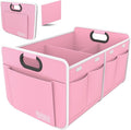 Homeve Car Trunk Organizer, Car Storage, Reinforced Handles, Collapsible Multi-Compartment Car Organizers (Pink, 2 Compart)