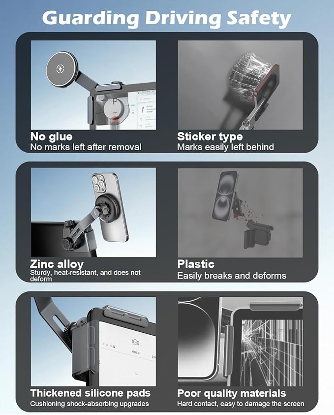 CloudValley Qi2 15W Wireless Charger Phone Mount for Tesla Model Y/3,【Extendable Metal Holder】 Compatible with iPhone MagSafe, Magnetic Adjustable Car Holder for Tesla Model 3 Highland/Y Juniper