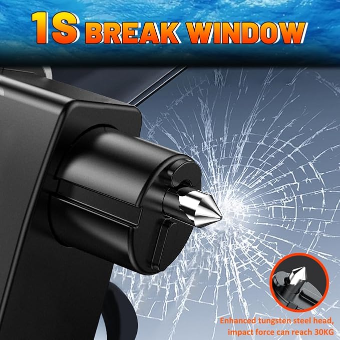 Window Breaker - Upgraded Safe Hammer Glass Breaker Under Water, Car Hammer Seatbelt Cutter Window Breaker Emergency Escape Tool, 3 in 1 Glass Breaker for New Cars (Red)