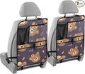 2 Pack Backseat Car Organizer with Storage Pockets Seat Back Organizers for Kids Kick Mats Backseat Protector Automotive Cute Bear Brown