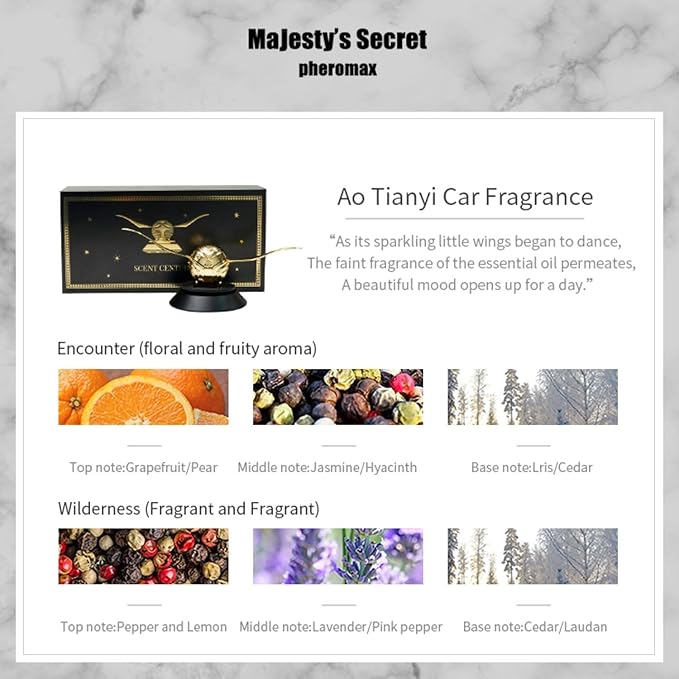 MAJESTY`S SECRET PHEROMAX Solar Car Air Freshener Diffuser, Odor Eliminator for Vehicle Scenting Device, Long Lasting Scent for Auto, Automotive Accessories Interior Scent Diffuser (gold)