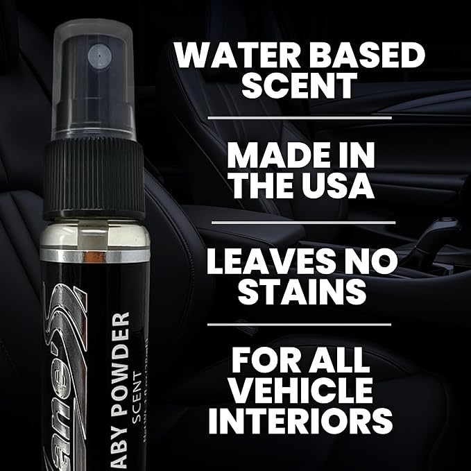 LANE’S Premium Car Air Freshener "Baby Powder" - 1oz Water-Based, Long-Lasting Auto Scent Spray - Food, Pet, Odor Smell Deodorizer for Cars, Trucks, SUVs' Interior Leather, Carpet, Upholstery