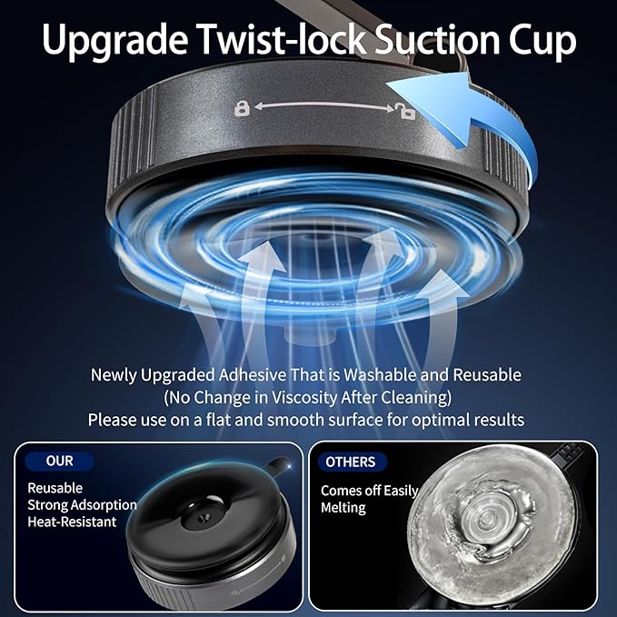 MagSafe Car Mount Charger for iPhone-15W Fast Wireless Charging, 360° Rotation Adjustable Car Phone Holder, 120LBS Strongest Vacuum Suction, 2800gf Strong Magnetic Phone Holders for Your Car