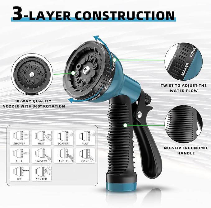 Short Garden Hose 5FT: Water Hose with Quick Connect Fittings - Flexible Lightweight Portable Leakproof Hose 5/8" - Hybrid Rubber Portable Hose for Garden, Car Washing, and Outdoor Cleaning