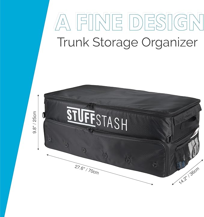 STUFFSTASH Golf Trunk Organizer – Extra Large Car & SUV Storage for Golf Gear (3 Pairs of Shoes, Ventilated Shoe Section, Reinforced Base, Dividers for Tees & Accessories)