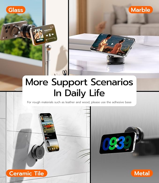 Meifigno Magnetic Car Phone Holder for Tesla Screen & Backplate,[All-Metal] 360° Rotation Vacuum Suction Cup Car Phone Mount for Magsafe, Foldable Car Phone Holders for Your Car for iPhone Android