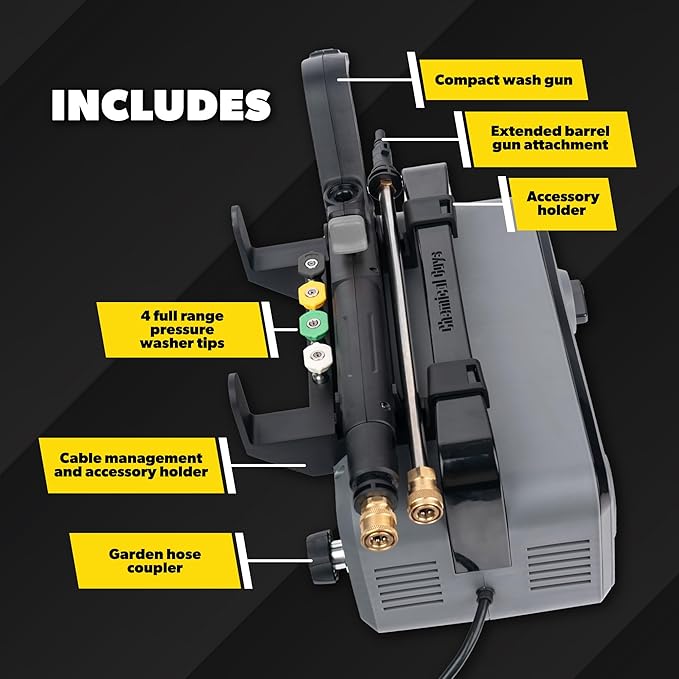 Chemical Guys Electric Pressure Washer PM2000 PRO – 2030 PSI, 1.77 GPM, 25’ Flex Hose, Compact Design, 360° Casters, Standard Connections, Cable Storage – EQP411