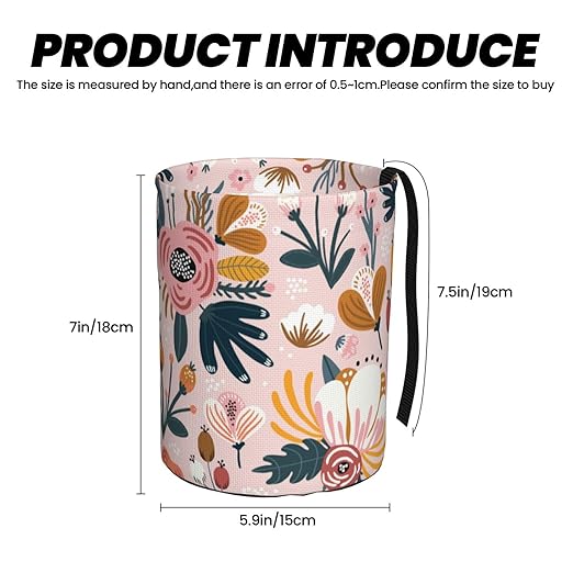 Car Trash Bag Abstract Pink Flowers Waterproof Trash Small Car Can Portable Collapsible Car Garbage Can Hanging for Back Seat Floor or Hanging Headrest Car Decor Road Trip Essentials