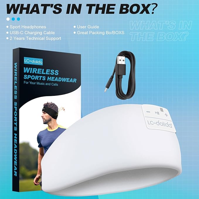 LC-dolida Sleep Headphones Bluetooth 5.4 | Headband Headphones Earphones Wireless | Sleep Mask for Sleeping, Sports, Gifts, Workout, Jogging, Yoga,Insomnia, Air Travel, Meditation