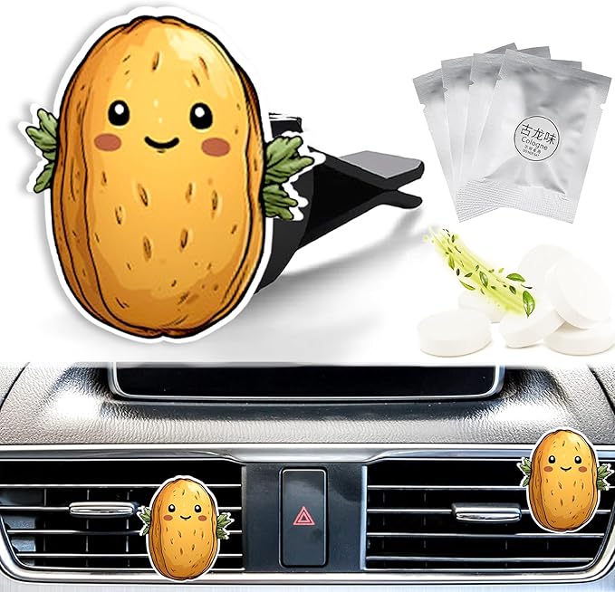 Cute Car Air Freshener Clips Potato Car Vent Clip Potato Cars Scents Cologne Air Conditioner Clip Auto Vent Interior Decoration Cars Accessories Potatos Loves Gifts for Women Men