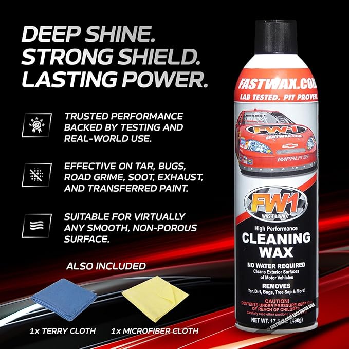 FW1 4 Pack, A High Performance Car Wax Polish | Easy To Use Scratch-Free Waterless Car Wash Spray & Detail Cleaning Polish (17.5oz) | Spray Wax for Cars, Trucks, Motorcycles RVs and boats.