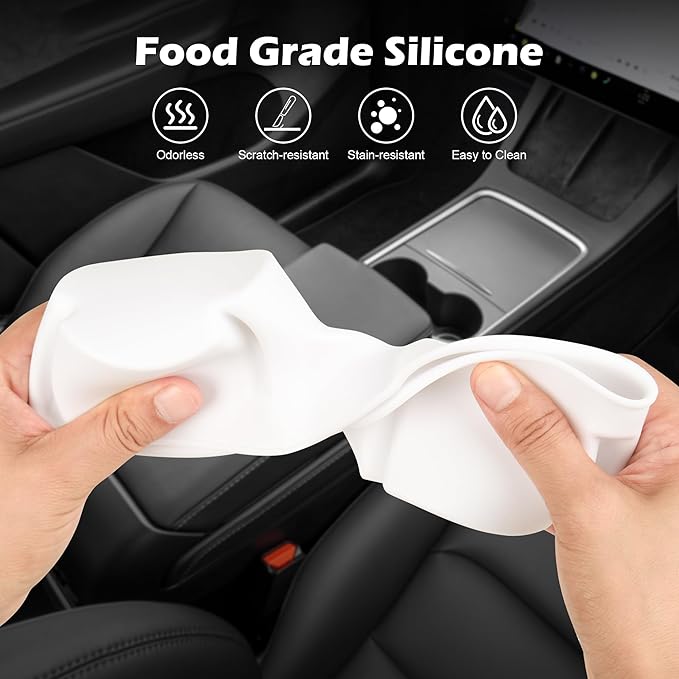 frani Center Console Cup Holder Designed for Tesla Model 3 2021-2023 Model Y 2021-2025,Tesla Interior Center Console Accessories White