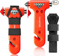 Car Safety Hammer Seatbelt Cutter, Window Glass Breaker with Seat Belt Cutterwith, Auto Traffic Accident Emergency Escape Tool, 2 Pack, Orange