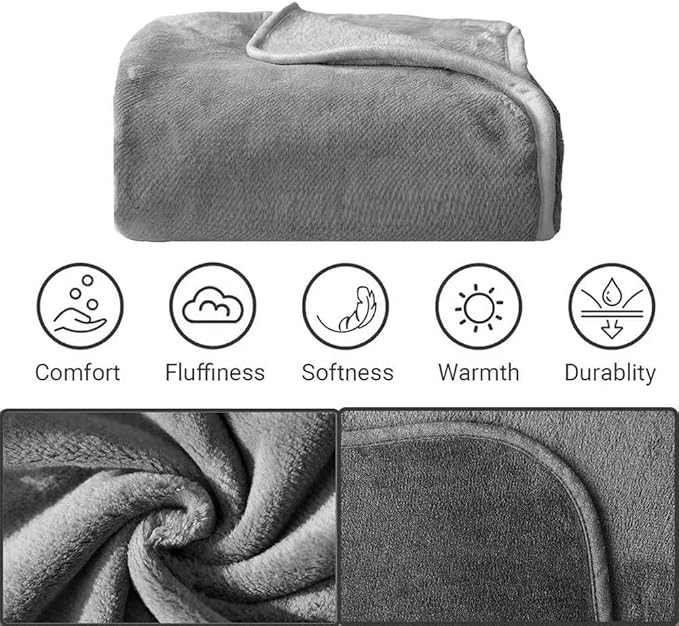 Travel Blanket Pillow, Soft Airplane Blanket 2-in-1, Travel Blanket Airplane Compact with Bag, Travel Essentials Accessories for Plane and Car,60x40 Grey
