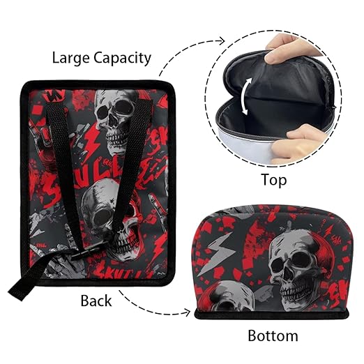 1.2 Gallons Car Trash Bag, Skull Rock Hand Vehicle Trash Bag, Adjustable Hanging for Tail of Console/Back of Seats, Odor-Free with Zipper Leak-Proof Lid Design, Washable,Camping Essential