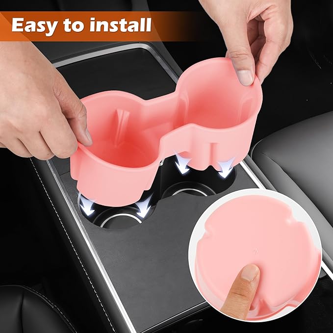 frani Center Console Cup Holder Designed for Tesla Model 3 2021-2023 Model Y 2021-2025,Tesla Interior Center Console Accessories Pink