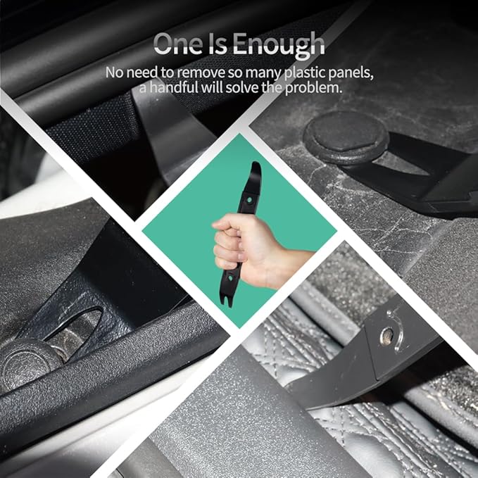 4140 Steel Durable Pay Bar,Multi-Function Trim Removal Tool for Compact Panel,Auto Trim Interior,Sheet Metal,Fasteners,Also for Bumper Retainer Clips-1PCS Black