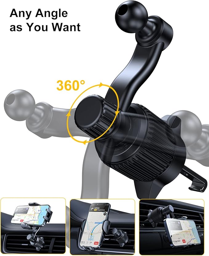 Car Vent Phone Mount, [Never Blocking Vent, Enjoy The Comfort of The A/C] Hands-Free Universal Extension Clip Air Phone Holder Car Fit for All Phones iPhone 17 16 15 14 13 12 Samsung More