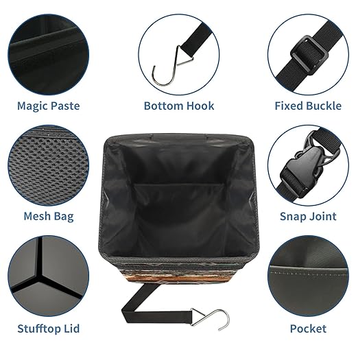 Teal Western Cow Print Car Trash Can with Lid Collapsible Reusable Waterproof Car Garage Bag,Automotive Garbage Can,Car Accessories Interior Car Organizer