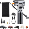 Tire Inflator Portable Air Compressor, Digital Pressure Gauge & Auto Shut-Off, Portable emergency tool as LED light, safety hammer & seatbelt cutter, for Car, Bike, Ball, Motor