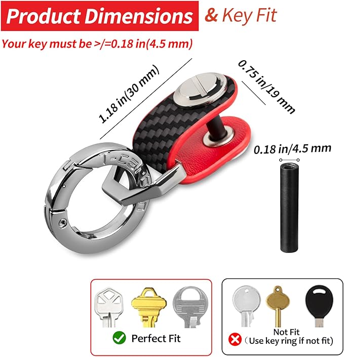 T-carbon Key Organizer, Compact Key Holder, Minimalist Silent Keychain for Men & Women,Expandable Key Case Holds Up to 8 Keys