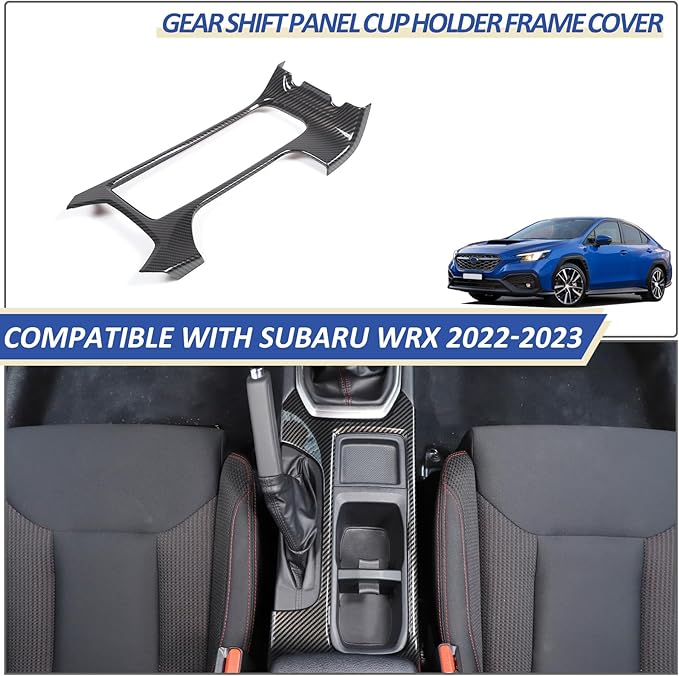 Daeiclru Car Gear Shift Panel Cup Holder Frame Cover Compatible with Subaru WRX Levorg 2022-2025, Center Console Accessories Trim (Carbon Fiber Pattern)