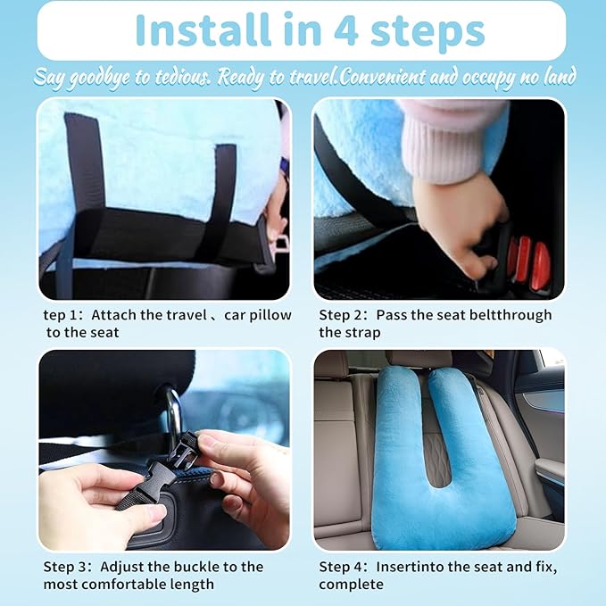 Travel Pillow, Car Pillow for Kids, Car Seat Pillow for Adults, Kids Travel Pillow, Support Head and Neck on Road Trips, Long Car Ride Essentials, Grey