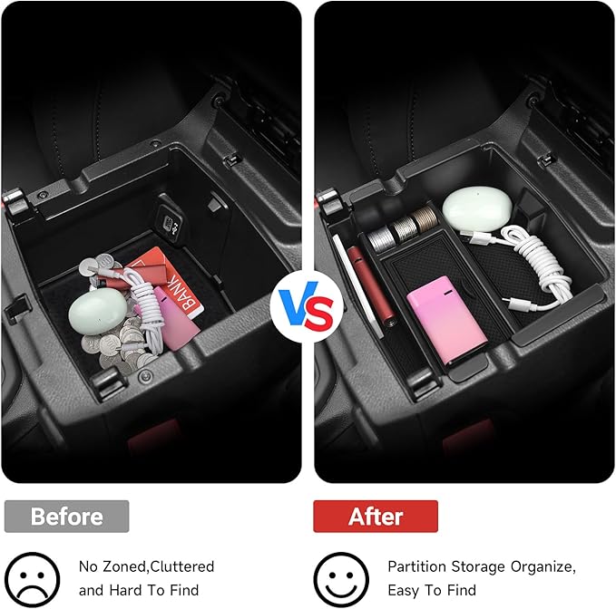 Center Console Organizer Tray for 2018-2025 2026 Jeep Wrangler JL JLU 4XE and 2020-2025 2026 Gladiator JT Insert Tray Center Console Armrest Box Accessories
