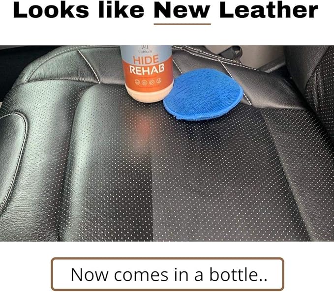 Lithium Hide Rehab Car Leather Cleaner and Conditioner - All Natural Premium Leather Conditioner for Car Interiors - Hydrates, Moisturizes, and Protects Leather - Leather Restorer (16 Ounce)