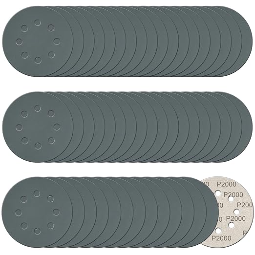 100 Pcs 5 Inch Sanding Discs Hook & Loop 8 Holes Wet Dry 2000 Grit Sandpaper Silicon Carbide Sand Paper for Orbital Sander Automotive Wood Plastic Metal Polishing (100Pcs 2000 Grit)