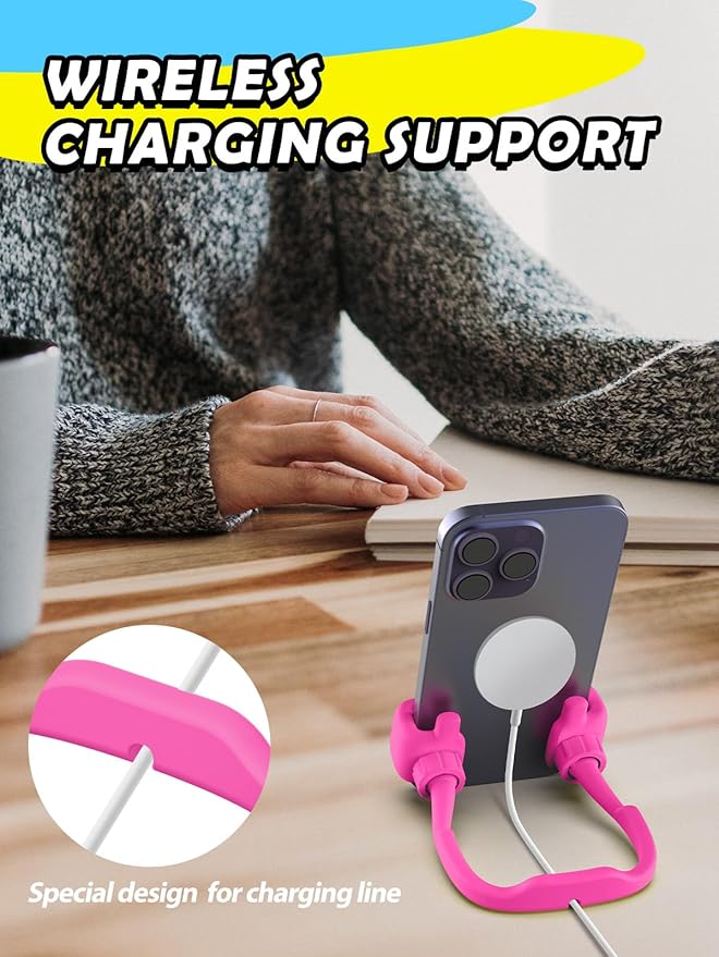 Valentines Day Gifts for Teens Girls Her Women Cell Phone Holder: Thumbs Up Lazy Phone Holder for Desk Gifts for Adults Kids Teenager Wife Mom Funny White Elephant Useful Trendy Stuff Hot Pink