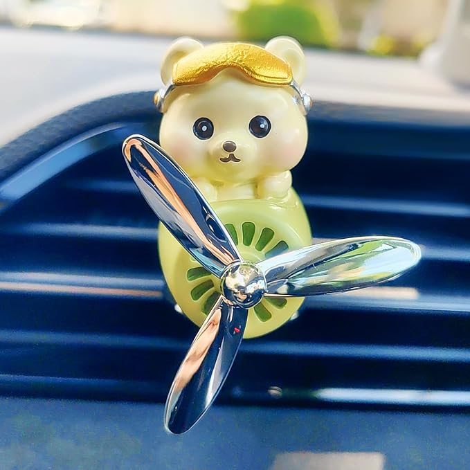 Cute Car Air Freshener for Women/Men, Pilot Car Vent Clips Creative Automotive Fragrance Air Diffuser, Outlet Flower Fan Automotive Decoration Interior Accessories (Pilot Bear)