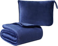 Travel Blanket and Pillow - Premium Soft 2 in 1 Airplane Compact with Soft Bag Pillowcase, Plane Blanket Compact Packable, Travel Essentials Accessories for Plane and Car, 60x80 Navy