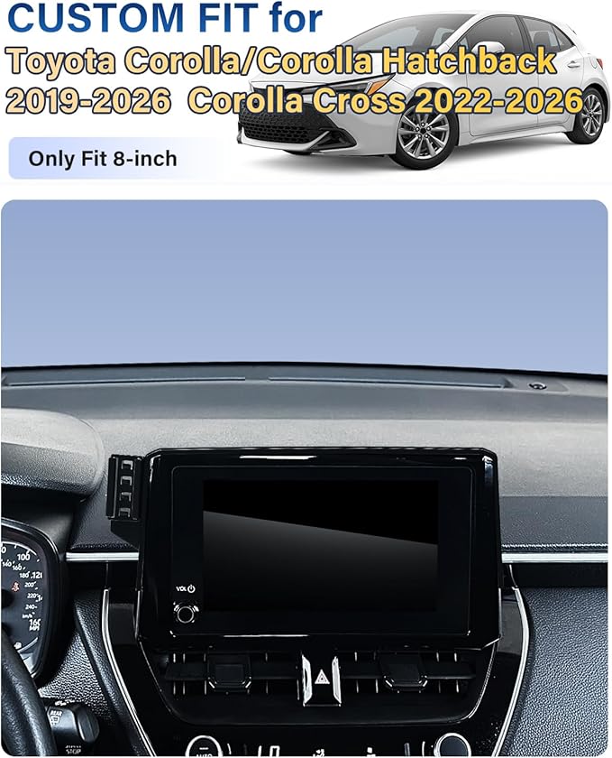 Car Phone Holder for Toyota Corolla/Corolla Hatchback 2019-2026/Corolla Cross 2022-2026 Accessories 8-Inch Screen Fixed Clip, Automobile Cradles Phone Mount, Cell Phone Base Not Block Air Vent