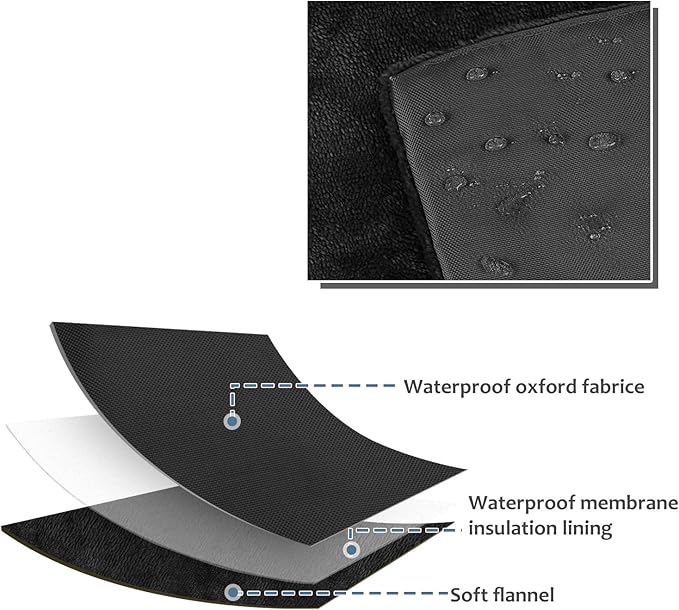 Catalonia Classic Waterproof Dog Mat, Portable Reversible Pet Travel Mat, Pet Cushion Pad with Handle for Small Medium Dogs Cats, Indoor or Outdoor, 50x27.5 inch, Black