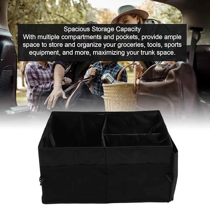 Car Trunk Organizer, Car Storage, Reinforced Handles, Flexible and Sturdy Trunk Storage Organizer for Vehicle - for Organizing Groceries, Tools, and Sports Equipment