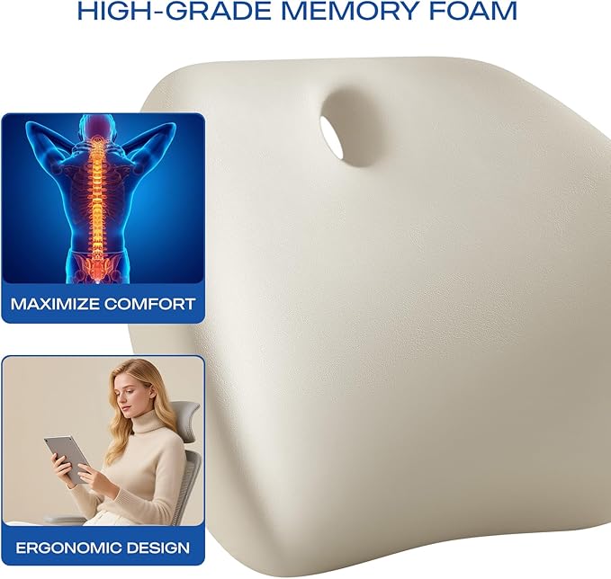 Skechers Lumbar Support Pillow for Office Chair,Memory Foam Lumbar Pillow,Lower Back Pain Relief Lumbar Pillow,Ergonomic Design Back Support Pillow for Office Chair,Car,Home,Travel,Purple