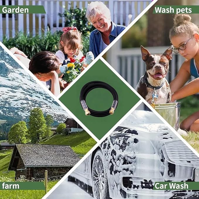 Heavy Duty Premium Garden Hose 15ft x 5/8", 300PSI Working, 1000PSI Burst, Hybrid Rubber Water Hose with Transparent Swivel Handle - Hot/Cold Water - Five Layered Braiding with Brass fittings (Black)