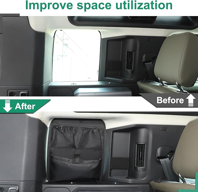 Car Trunk Side Organizer Bag Compatible with Land Rover Defender 90 110 130 2020-2024 Oxford Cloth Multifunctional Trunk Storage Bag Black Mesh Trunk Organizer Bag 2PCS/Set