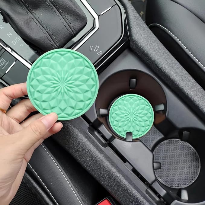 Car Cup Coaster, Universal Automotive Waterproof Non-Slip Cup Holders Sift-Proof Spill Holder Car Interior Accessories 2 Pack Mint Green