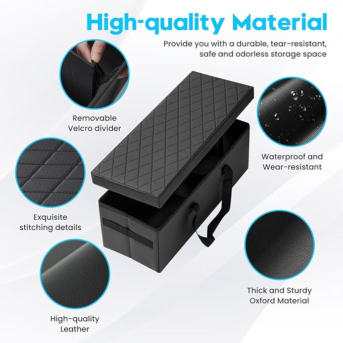 Autorder Car Seat Organizer for 2019-2025 2026 Subaru Ascent Accessories Portable Backseat Organizer with Lid Handles Multipurpose Car Floor Storage for Kids Toys Baby Products Daily Necessities