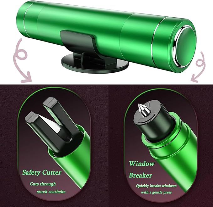 4Pcs Life Hammer Car Escape Tool and Seatbelt Cutter, Seat Belt Cutter and Glass Breaker, for Land and Underwater (4Pcs Green)