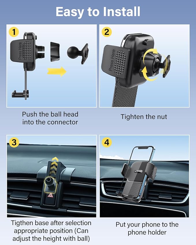 Car Phone Holder for Toyota RAV4 2019 2020 2021 2022-2024 Premium XLE, Adventure, TRD Off-Road, Limited, Hybrid XSE Accessories Automobile Cradles Phone Mount, Cell Phone Base Not Block Air Vent
