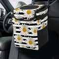 White Black Striped Daisy Car Trash Can with Lid Collapsible Reusable Waterproof Car Garage Bag,Automotive Garbage Can,Car Accessories Interior Car Organizer