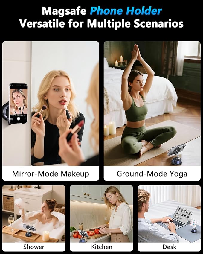 Magnetic Phone Holders for Your Car [89+LBS Suction & 3200gf Magnetic] 360° Adjustable Magsafe Car Phone Mount, Vacuum Suction Cup Car Mount for iPhone 17 Pro Max 16 15 14 13 12 Air Plus